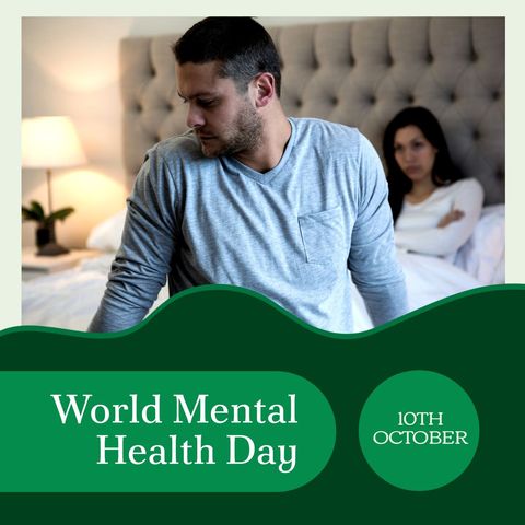 world mental health day with sad man in focused distance - Download Free Stock Templates Pikwizard.com