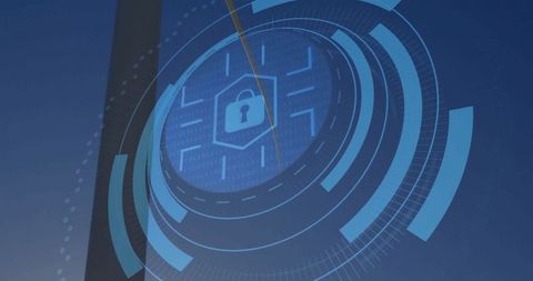 Futuristic Digital Lock Security Interface with Data Streams