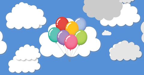 Colorful Balloons Against Blue Sky with White Clouds - Download Free Stock Images Pikwizard.com