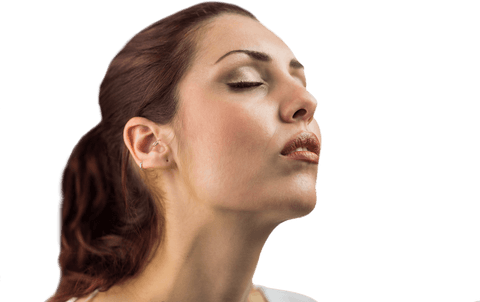 Woman Relaxing With Eyes Closed on Transparent Background