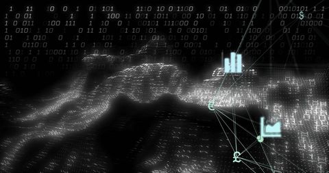 Digital World Map with Binary and Financial Symbols - Download Free Stock Images Pikwizard.com