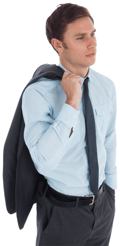 Businessman Holding Jacket Over Shoulder Transparent Background