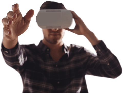 Man Interacting with Transparent VR Headset and Gestures - Download Free Stock Videos Pikwizard.com