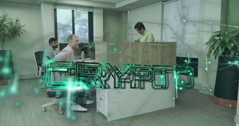 Office Team Engaged in Cryptocurrency Technology Collaboration