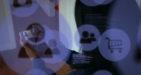 Digital Icons with Smartphone Video Call Creating Futuristic Communication Concept