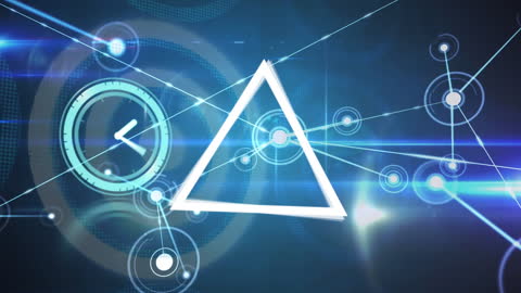 Futuristic Digital Interface with Geometric Shapes and Connections