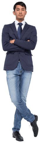Unsmiling Transparent Casual Businessman with Arms Crossed - Download Free Stock Videos Pikwizard.com