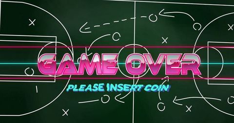 Game Over Vintage Arcade Message on Soccer Strategy Board