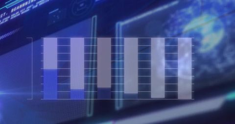 Digital data processing with high-tech visuals on screens