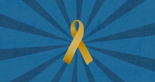 Yellow Ribbon Awareness Symbol with Blue Spinning Stripes Background - Download Free Stock Images Pikwizard.com