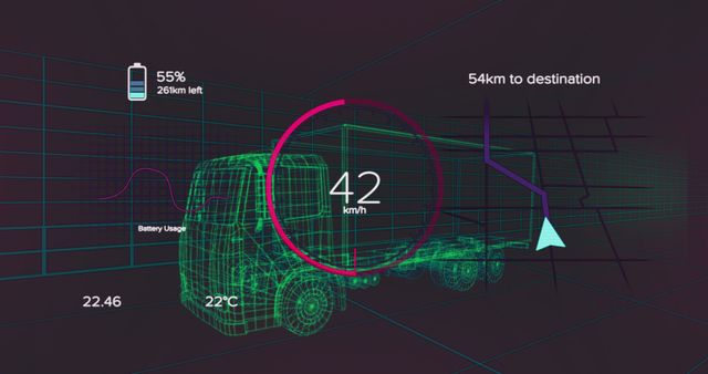 Futuristic Truck Dashboard Interface with Real-Time Data Display - Download Free Stock Images Pikwizard.com