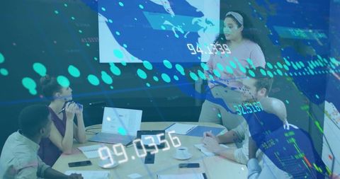 Professionals Analyzing Global Financial Data in Business Meeting