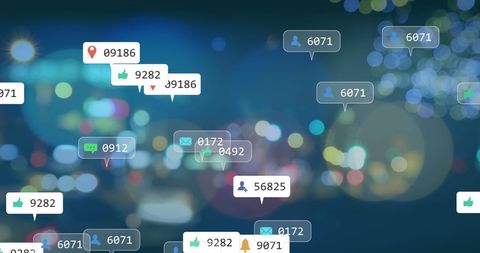 Social Media Icons and Data Over City Lights - Download Free Stock Images Pikwizard.com