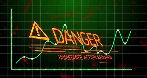 Urgent data analysis warning on futuristic graph screen