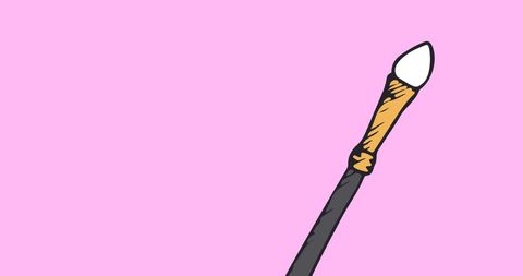 Close-Up Paintbrush with Pink Backdrop and Blank Space