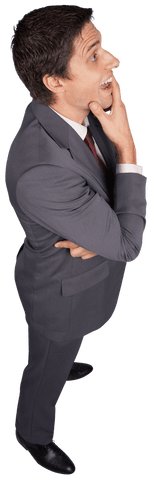 Transparent Businessman Wearing Suit in Thoughtful Pose