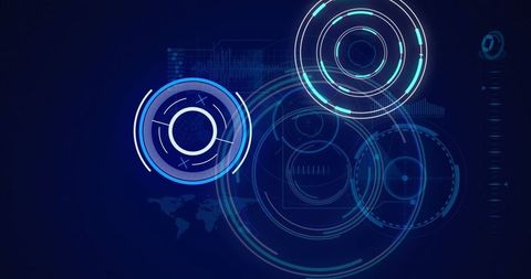 Digital interface with futuristic scanning elements