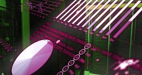 Data Visualization Over Server Racks with Monthly Analysis - Download Free Stock Images Pikwizard.com