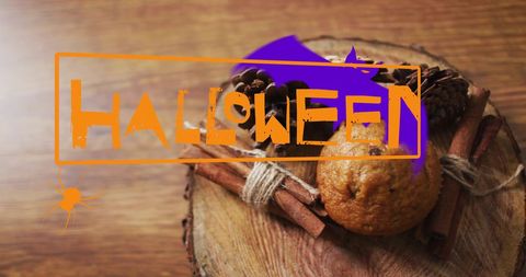 Halloween Festive Muffin and Cinnamon Sticks Background