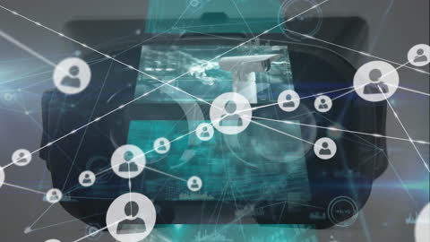 Businesswoman Navigating Digital Global Network Interface