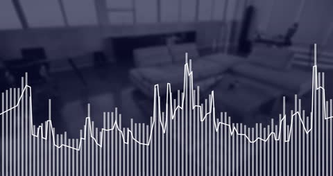 Animated Financial Data Over Modern Office Background