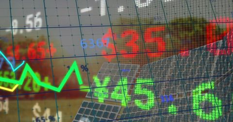 Global Business Interface with Solar Panel Projections - Download Free Stock Images Pikwizard.com