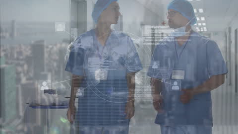 Doctors Discussing in Digital Interface Connected Future