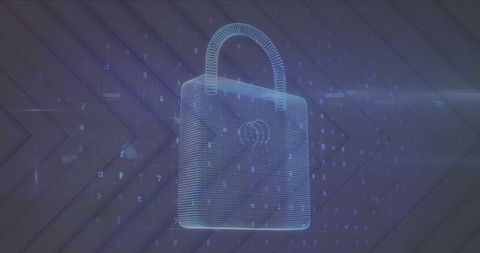 Conceptual digital padlock on data grid background