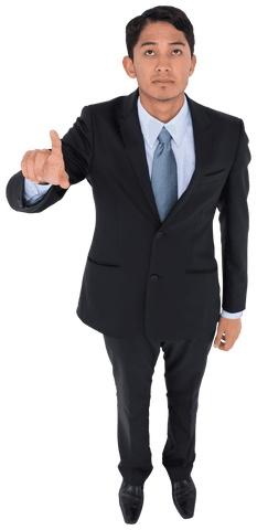 Businessman Interacting with Transparent Interface on White Background - Download Free Stock Videos Pikwizard.com