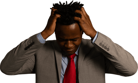 Frustrated African American Businessman On Transparent Background