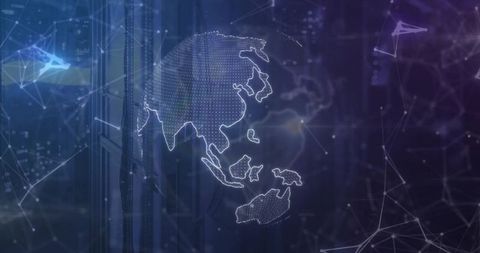 Futuristic Holographic Map Projection with Digital Nodes