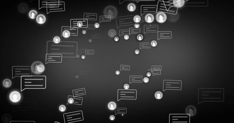 Floating Speech Bubbles Representing Social Media Interaction