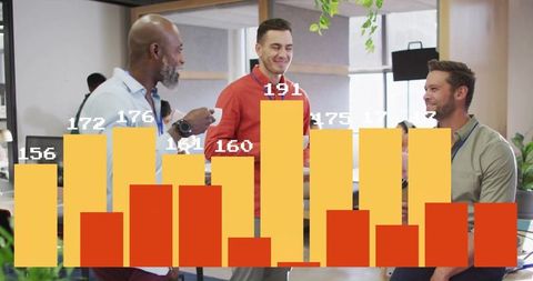 Digital Charts Overlay Business Team Analyzing Data