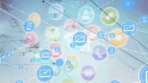 Global Digital Network with Floating Technology Icons