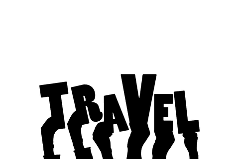 Transparent hands holding travel concept illustration