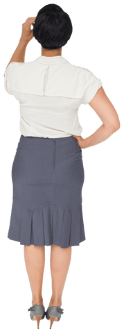 Biracial Businesswoman Thinking on Transparent Background