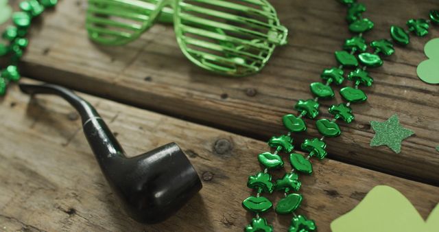 St. Patrick's Day Celebration Decor with Shamrocks and Pipe - Download Free Stock Images Pikwizard.com