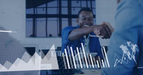 Business Meeting with Data Analytics Overlay