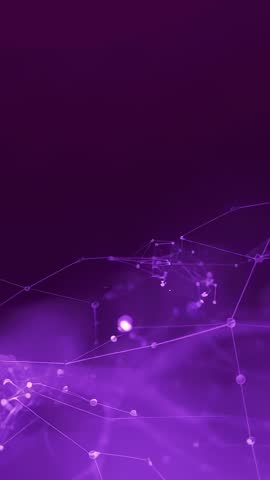 Purple mesh network evolving into dense neon lattice in vertical video with ethereal mist