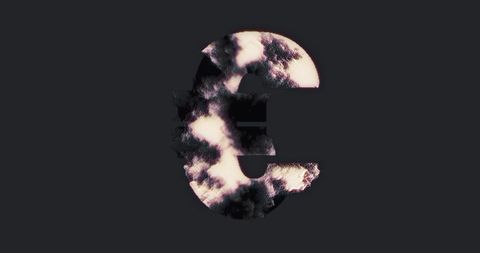 Euro Symbol with Digital Data Overlay on Dark Background