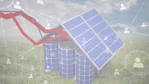 Futuristic House with Solar Panels and Networking Concept