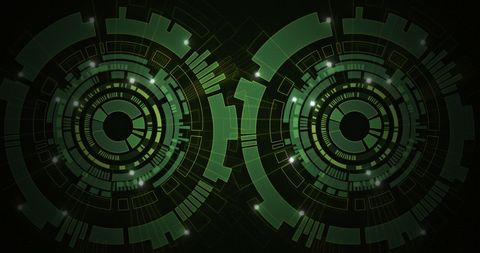 Futuristic Digital Interface with Green Geometric Holograms - Download Free Stock Images Pikwizard.com