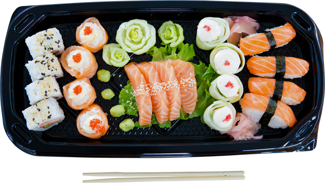 Delicious Japanese Cuisine Platter with Variety of Sushi on Transparent Background - Download Free Stock Videos Pikwizard.com