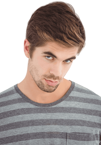 Serious Caucasian Man on Transparent Background with Striped Shirt - Download Free Stock Videos Pikwizard.com