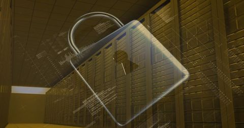 Server Security Lock Icon Overlay in Data Center - Download Free Stock Images Pikwizard.com