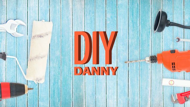 Illustration of diy danny text with various work tools on blue table, copy space - Download Free Stock Videos Pikwizard.com