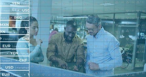 Collaboration in Financial Analysis Office Setting with Currency Exchange Rates