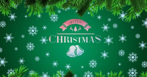 Festive christmas card with snowflakes and fir branches