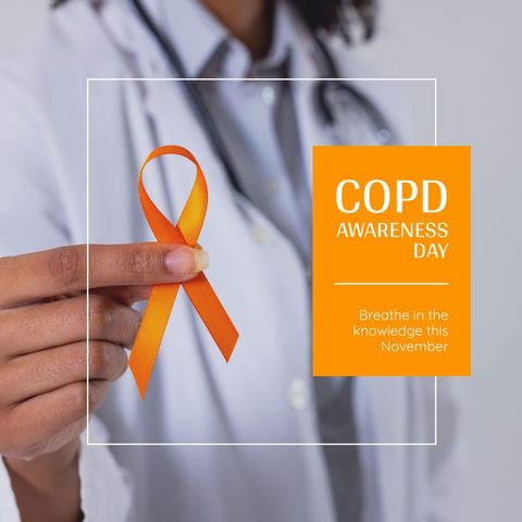 African american doctor promoting copd awareness with ribbon