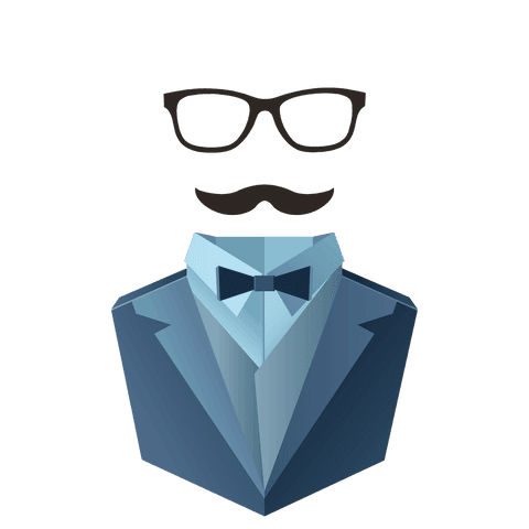 Minimalist Character with Glasses and Mustache Transparent Background Vector